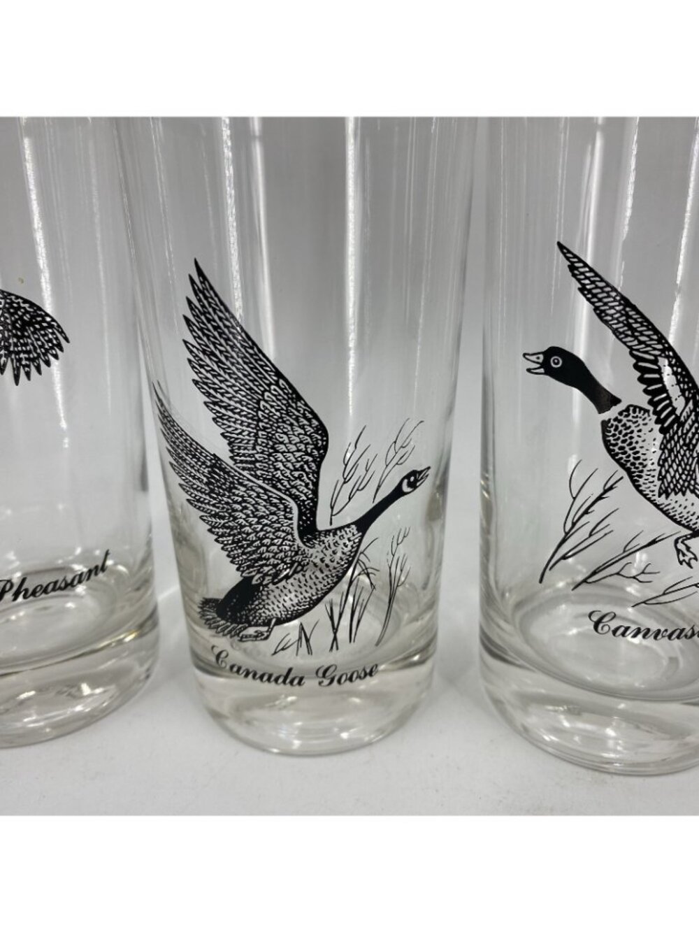 Lot 4 Richard Bishop Game Birds Waterfowl HighBall Glasses Silver Rim Vtg - Picture 3 of 7